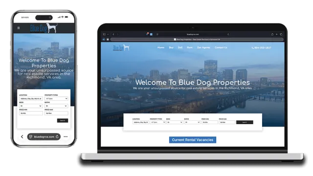 Bluedog Properties website on laptop and phone