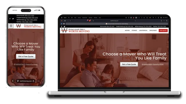 Worth Moving website on laptop and phone