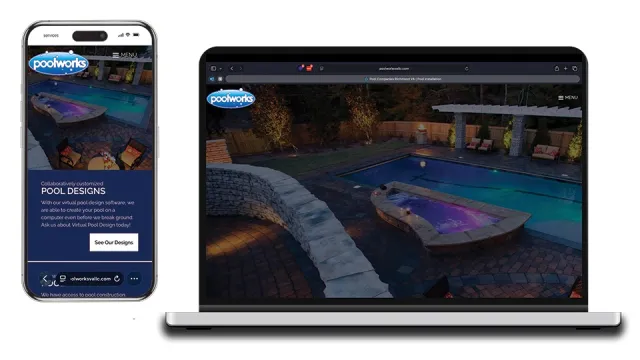 Poolworks website on laptop and phone