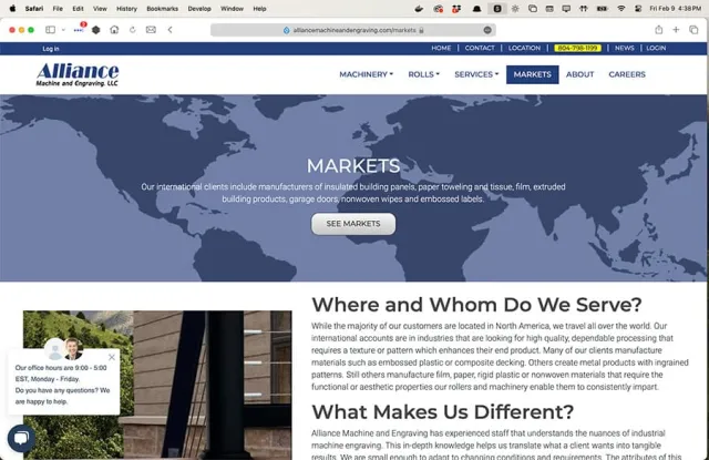 Markets page desktop