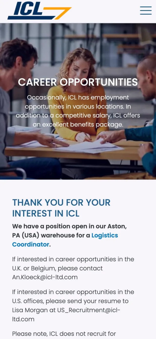 Independent Container Line mobile website — view 5