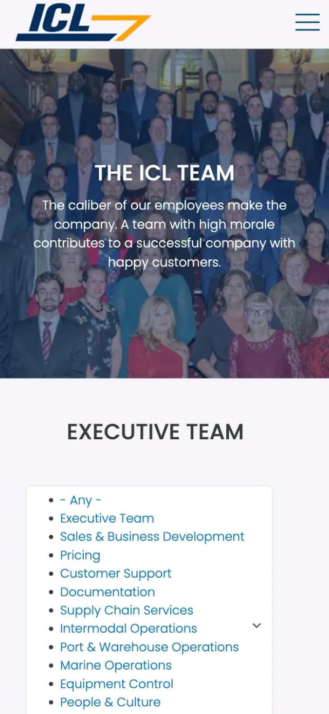 Independent Container Line mobile website — view 7